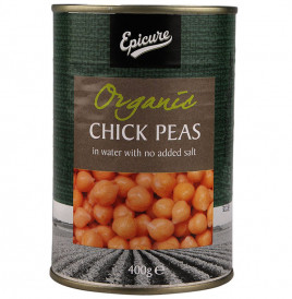 Epicure Organic Chick Peas, In water with no added salt  Tin  400 grams